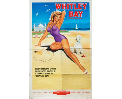 Poster BR WHITLEY BAY NORTHUMBERLAND by Davies. Double Royal 25in x 40in.  Published by British Railways North Eastern Region