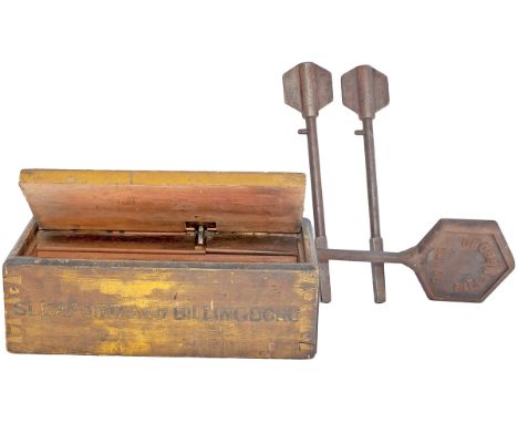 GNR Single line staff and ticket box. The Box is hand painted SLEAFORD AND BILLINGBORO and has the opening key which has cast