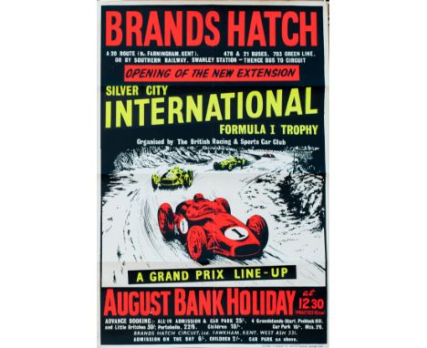 Poster Motoring BRANDS HATCH SILVER CITY INTERNATIONAL FORMULA 1 TROPHY A GRAND PRIX LINE UP double crown 20in x 29.5in, In g