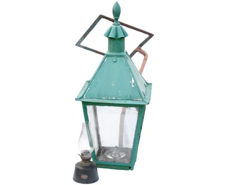 NER platform lamp complete with brass plated NER reservoir. Stands 38in tall, in good condition.
