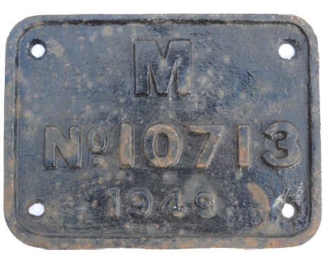 Tenderplate CI rectangular M No 10713 1949, face restored measuring 8in x 6in. Ex Stanier Black 5 44721 which was a Scottish 