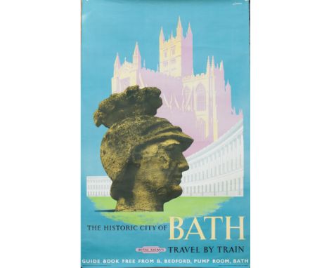 Poster BR THE HISTORIC CITY OF BATH TRAVEL BY TRAIN by Reginald Lander. Double royal 25in x 40in. Published by British Railwa