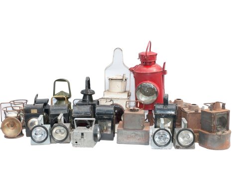 21 lamp assortment to include: GWR level crossing with interior, BR tail lamp, road lamps, Bardics and lamp interiors.