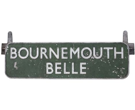Locomotive headboard BOURNEMOUTH BELLE, cast aluminium. From the famous Western section Pullman train that departed from Wate