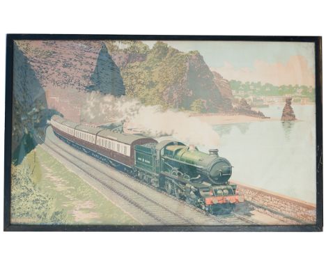 Waiting room poster of The Cornish Riviera Express at Dawlish by Murray Secretan. Poster, measuring 48in x 30in, is in excell