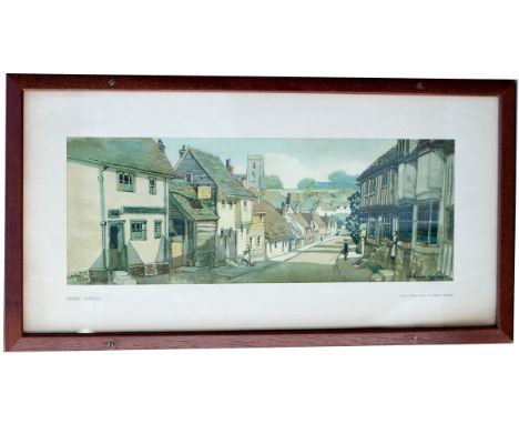 LNER carriage print KERSEY SUFFOLK  by Horace Wright measuring 20in x 10in. A rare print with tape repair which does not detr