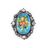 GEORGE HUNT; ENAMEL OVAL BROOCH; 1930