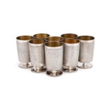 GERALD BENNEY (BRITISH, 1930-2008); SET OF EIGHT GOBLETS; 1972