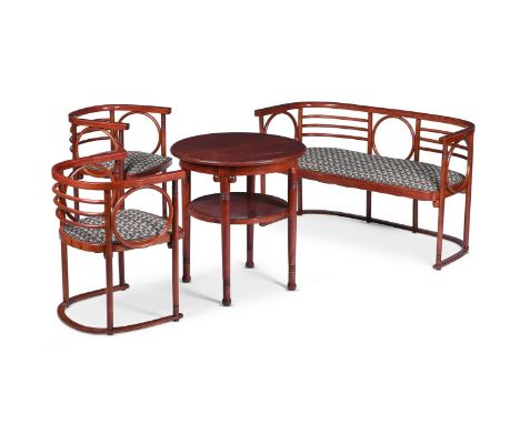 ATTRIBUTED TO JOSEF HOFFMAN (AUSTRIAN, 1831-1904) SECESSIONIST BENTWOOD THREE-PIECE SUITE; CIRCA 1900 Comprising a settee and