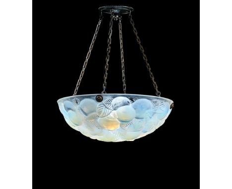 RENÉ LALIQUE (FRENCH, 1860-1945) 'LUSANNE' CEILING LIGHT OR PLAFONNIER; DESIGNED 1929; PRE-1945 Opalescent glass; the bowl-fo