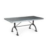 ANDREW NEBBETT DESIGNS; ZINC TOPPED REFECTORY TABLE; LATE 20TH/EARLY 21ST CENTURY