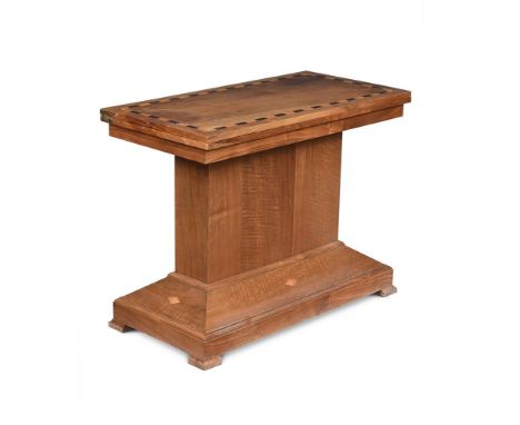 DAVID LINLEY (BRITISH, BORN 1961-) A BESPOKE CARD TABLE; 1986 Walnut and boxwood; extendable rectangular top on rectangular p