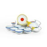 HERBERT BAYER (1900-1985); 'BAUHAUS HOMAGE' TEA SET FOR SIX; MADE BY ROSENTHAL; SECOND HALF 20TH C