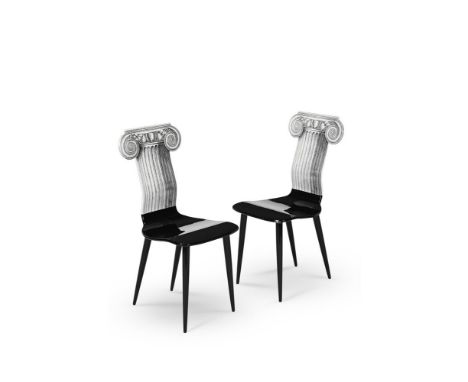 PIERO FORNASETTI (ITALIAN, 1913-1988)  PAIR OF 'CAPITELLO IONICO' CHAIRS; DESIGNED 1980; CIRCA 1990 Produced by Atelier Forna