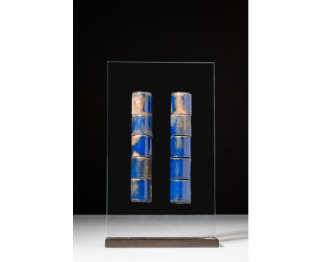 New Kingdom, Ca. 1550 - 1070 BC.A group of ten inlays displaying a vibrant cobalt blue glaze. The inlays feature a cylindrica