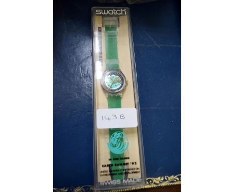 A boxed Swatch Watch 'Time to Move' Earth Summit 1992 automatic wristwatch.   Condition Report:  Unused condition