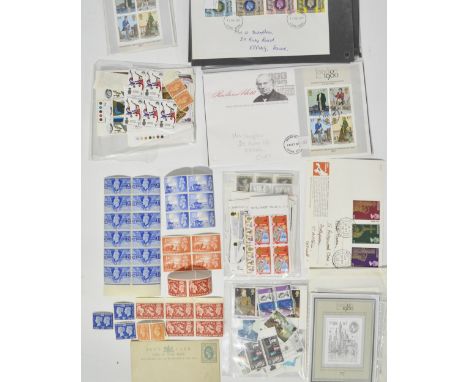 Block of 6 George VI 2 1/2d Guernsey stamps, various other George VI block stamps, loose  stamps and first day covers