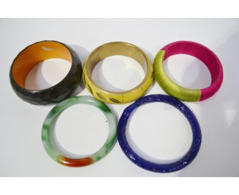 Jade bangle and four other bangles
