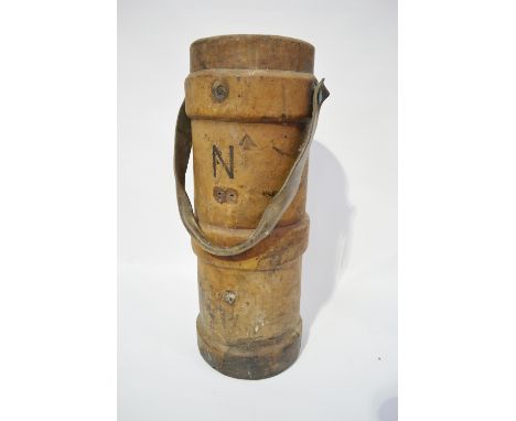 Leather military issue cordite bucket with stencilled broad arrow mark