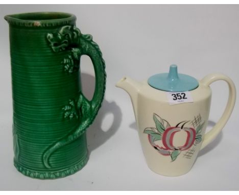 1950's Poole Pottery coffee pot, together with a Sylvac jug No. 1116