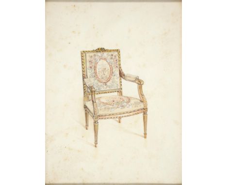 Jose Arthur Gerald Stone (1894-1917) - Louis XV fauteuil; Louis XVI fauteuil, two, pencil and watercolour, 28 x 22.5cm and 24