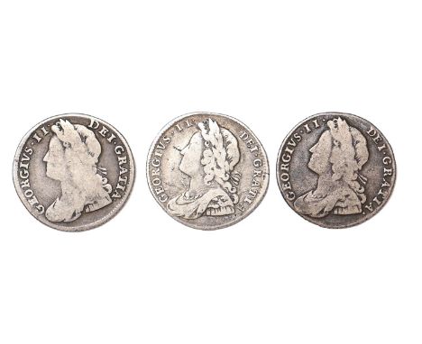 George II, Sixpences, 1731 R&amp;P Fine, 1732 R&amp;P aF, 1739 roses g-vg (3)  