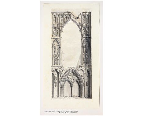 Moses Griffith (1747-1819) - The Door and West Window of Crowland Abbey Church Lincolnshire, inscribed verso, numbered 26 low