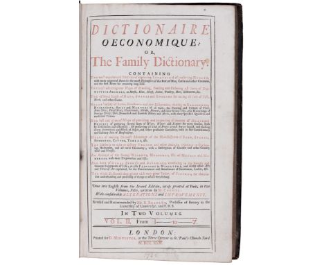 Bradley (R, editor), Dictionaire Oeconomique: or, The Family Dictionary [...], volume II only (of 2): I-Z, London: D. Midwint