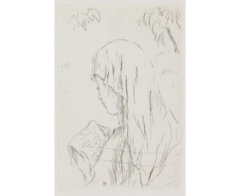Pierre Bonnard (1867-1947) - Jeune Fille Lisant, etching on wove, 1965, 17 x 11.5cm (sight 24.7 x 19.5cm)  Apparently good co