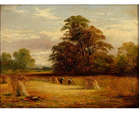 Circle of George Turner - Haymakers,&nbsp;on the reverse boxed ink stamp of RICHARD KEENE REPOSITORY OF ARTS ALL SAINTS DERBY