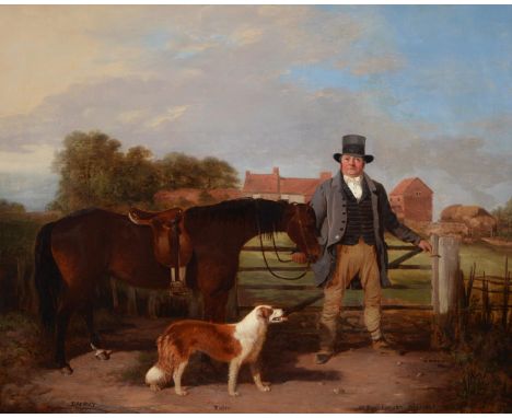 William Malbon (1805 - 1877) - Portrait of Samuel Clower, his Pony "Fanny" and Dog "Ruler",&nbsp;signed, titled, inscribed Ma