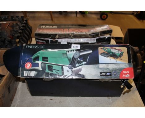 A Parkside electric sander with bench top attachment - as new in original box 