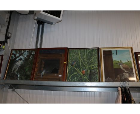 Peter R Holmes, four watercolour studies of birds