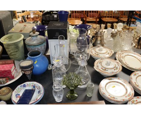 A collection of glassware to include Royal Worcester decanter, other decanters etc