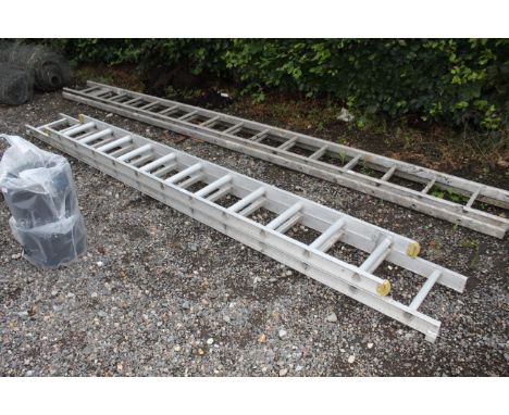 A double extending aluminium ladder 