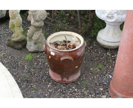A glazed planter