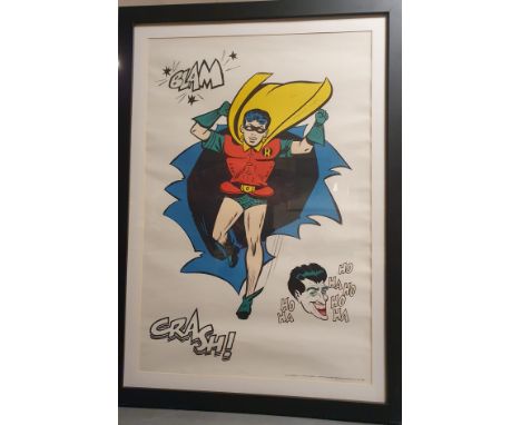 Framed 1966 Robin &amp; Batman G &amp; F Posters New York (USA) TV Series Poster via FACT Toothpaste, to promote the Adam Wes