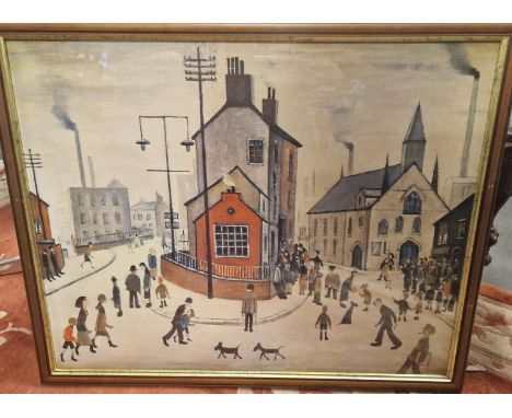 Large LS Lowry Print of a Manchester Industrial Town Scene