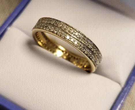 9ct Gold &amp; Diamond Eternity Ring, size R &amp; 3.1g