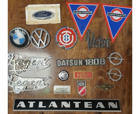 Collection of Bus and Motor Engine Advertising Logo Signs inc Victr, BMW and Regent - Automobilia Interest