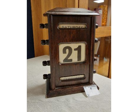 1930's British Oak Perpetiual Desk Calendar - 20cm high