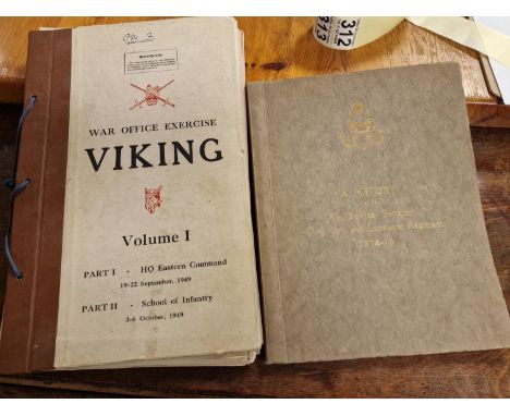 1949 Army Military War Office 'Viking' Exercise Book + a WWI York &amp; Lancaster Regiment History Book