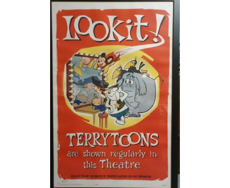 Framed 1960's Terry-Toon Cartoons (20th Century Fox) Stock US One Sheet Advertising Poster (27" X 41"), including ‘Look It!’ 