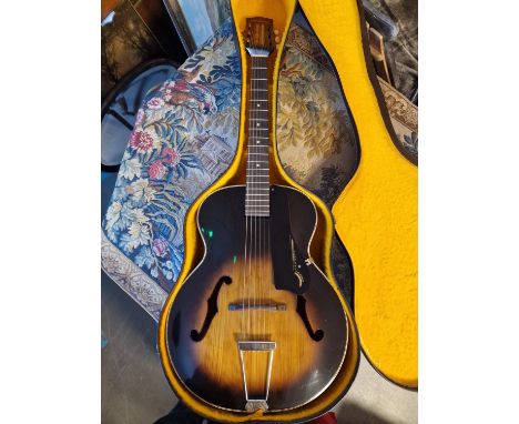 Vintage Cased 1950's Harmony Archtop Acoustic Guitar