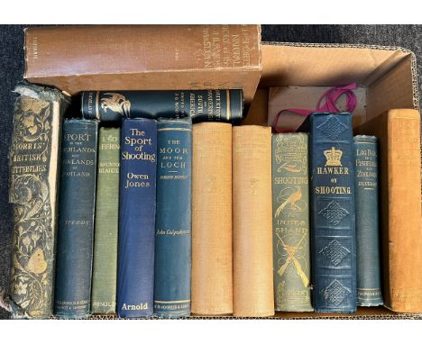 A Quantity of hunting and sporting books to include; Hawker on Shooting, Log Book of a Fisherman and Zoologist by Buckland. S