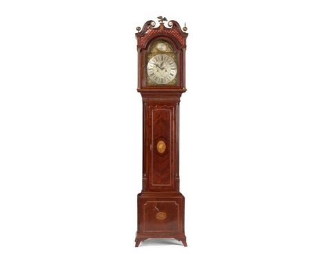 SCOTTISH GEORGE III MAHOGANY LONGCASE CLOCK, THOMAS WALKER, STRATHAVENLATE 18TH CENTURYthe hood with a swan neck pediment wit