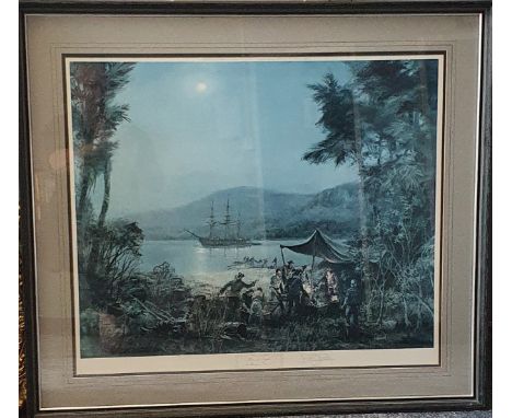 A Large Framed Signed Limited-Edition Print by Montague Dawson, Entitled 'Pieces of Eight'. Frame 87cm x 100 cm.We will not p