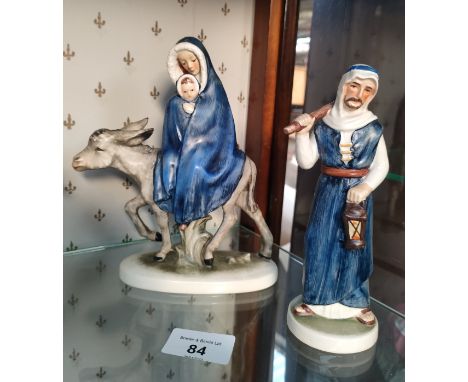Goebel religious Mary & Jesus on donkey back together with Joseph figure