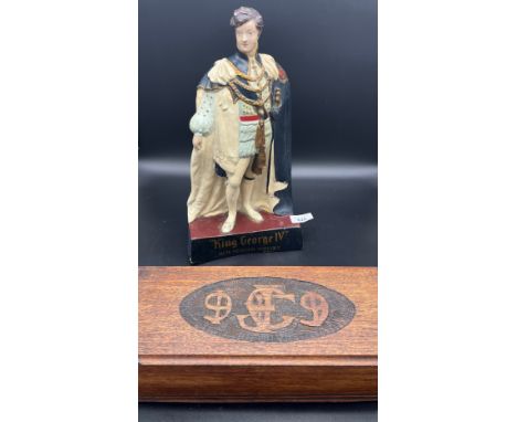 Vintage King George IV Old Scotch Whisky advertising figure together with an arts and crafts 1919 box. 