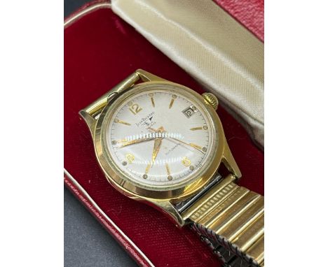 Vintage Jean Richard Geneve Automatic gents Wristwatch. Fitted with an elasticated strap. Gold plated. [In a working conditio